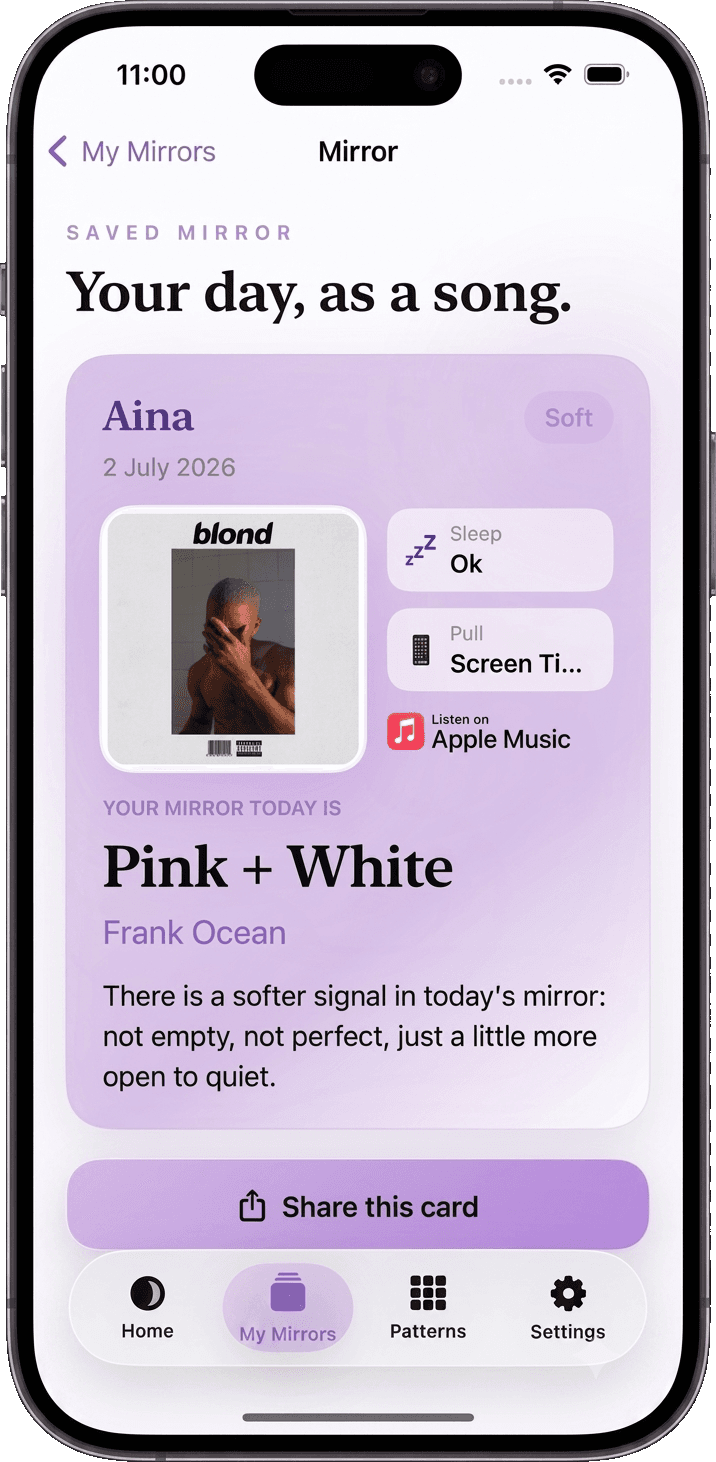 A saved Aina mirror: song, cover art, state, and the explanation of why this song today